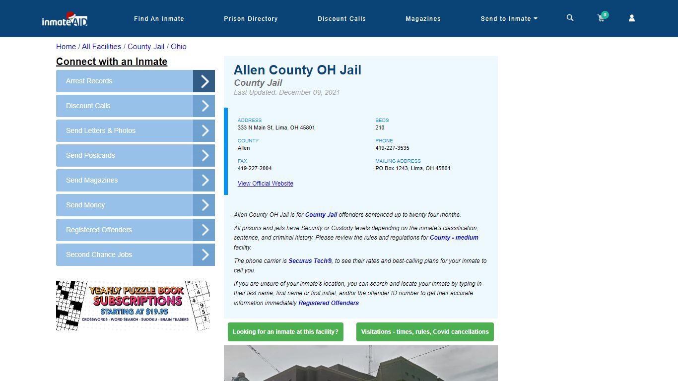 Allen County OH Jail - Inmate Locator - Lima, OH