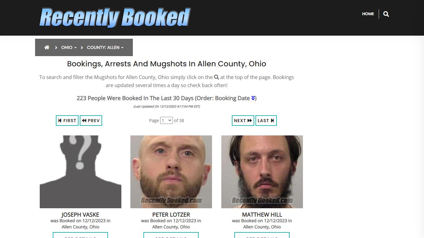 Recent bookings, Arrests, Mugshots in Allen County, Ohio - Recently Booked